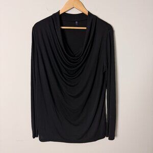 NYDJ Black Cowl Neck Long Sleeve Top